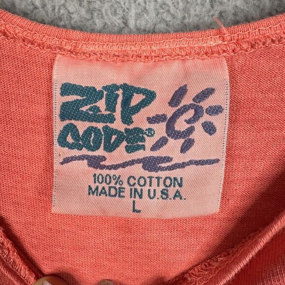 VTG Zip Code Maxi Dress Womens Sz Large Orange Sleeveless Embroidered Beach USA - Picture 4 of 10